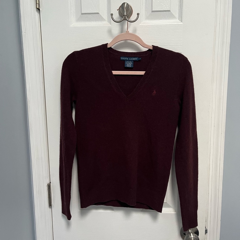 Ralph Lauren | Merino Wool & Angora Blend Women's Sweater - Burgundy | Size S